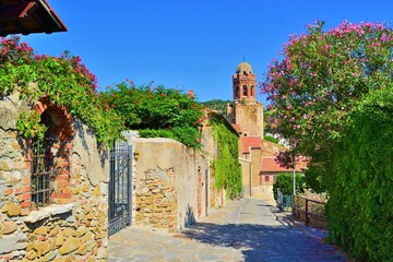 old alley in the village of Castiglione della Pescaia, a famous medieval town overlooking the...