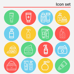 16 pack of lotion  lineal web icons set