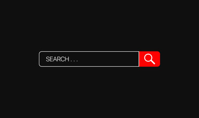 Youtube Search bar vector element with icon on black background . Vector illustration