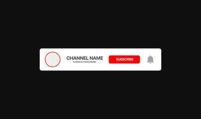 Channel Name Lower Third. Red Broadcast Banner for Video On Black Background. Vector illustration