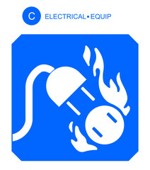 Fire extinguisher label vector isolated on white background, Electrical and equipment class of fire icon