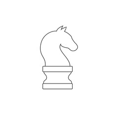 Chess piece knight line icon isolated on white background. Black chess horse flat style