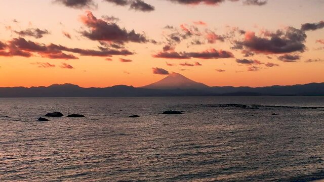 夕景　海と富士山　葉山