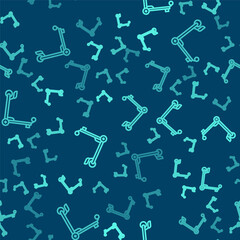 Green line Scooter icon isolated seamless pattern on blue background. Vector.
