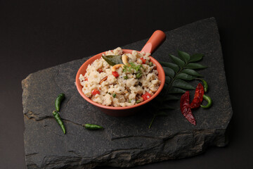 Upma made of Semolina, an South Indian breakfast also popular in Maharashtra ,india