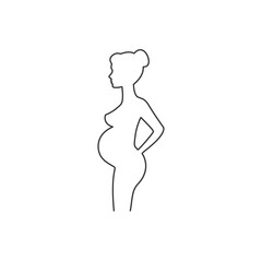 Pregnant woman line icon silhouette. Black and white vector 