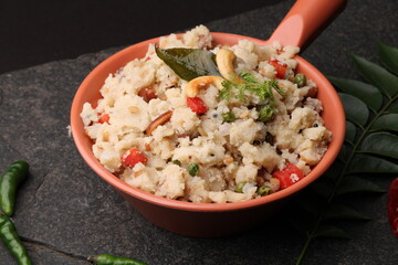 Upma made of Semolina, an South Indian breakfast also popular in Maharashtra ,india