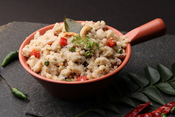 Upma made of Semolina, an South Indian breakfast also popular in Maharashtra ,india