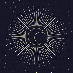 Esoteric vector sun, moon. Astrology and tarot geometric illustration