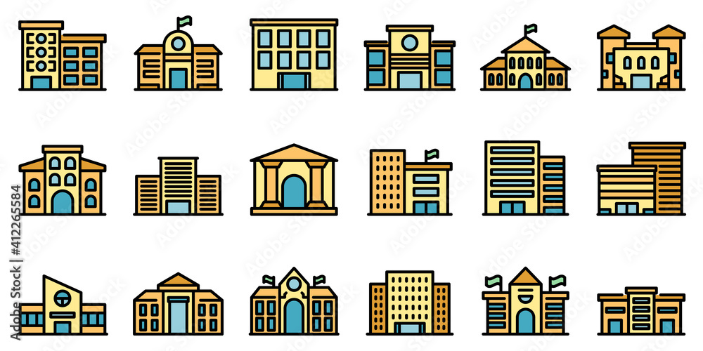 Wall mural Campus icons set. Outline set of campus vector icons thin line color flat on white - Wall murals