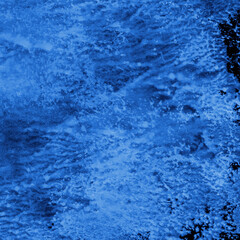 Blue ink and watercolor frost texture on white paper background. Paint leaks and decalcomania effects. Hand-painted gouache abstract image. Mess on the canvas.