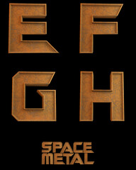 Space metal Alphabet 3D illustration