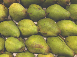 Full Frame Shot Of Organic Raw Green Pears in Market