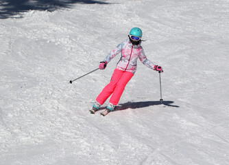 little girl  in ski resort