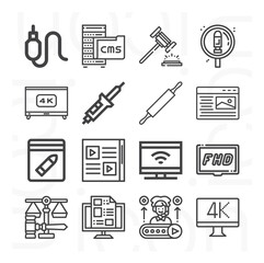 16 pack of effectiveness  lineal web icons set