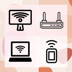 Simple set of wifi related lineal icons