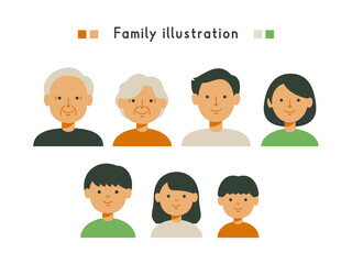 3世代・家族のセットイラスト