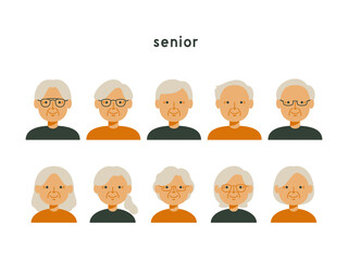 シニアの男性・女性のセットイラスト