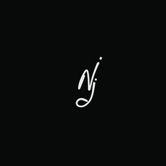 NJ initial handwritten calligraphy, for monogram and logo