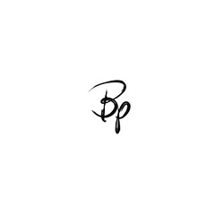 BP initial handwritten calligraphy, for monogram and logo