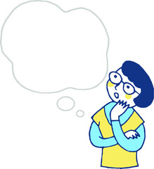 考え事をする女性　ふきだし