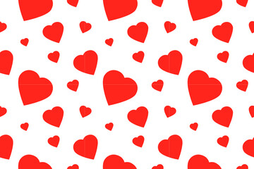 Red hearts valentine background. Seamless vector texture. Simple shapes illustration.