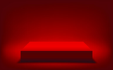 
Red platform for product demo. 3d vector