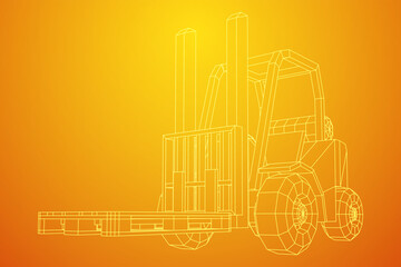 Obraz premium Forklift Loader lift truck with cargo pallet for warehouse.