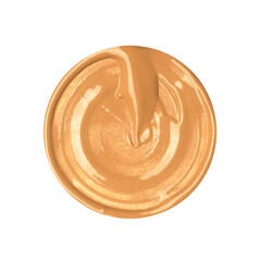 Creamy foundation smeared in circle on white background. Isolated