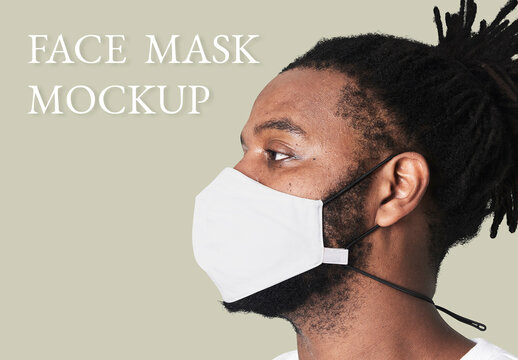 Person Wearing Face Mask Mockup 