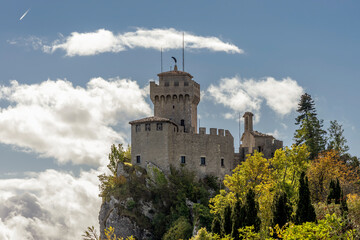 Fototapeta na wymiar La Cesta, also known as Fratta or Second Tower, is one of the three towers that dominate the city of San Marino