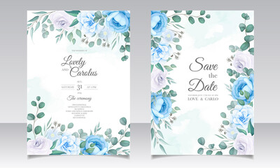 Beautiful wedding invitation card with flower decoration