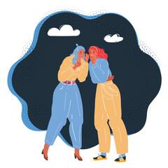Vector illustration of Two Women Talking gossips To Each Other