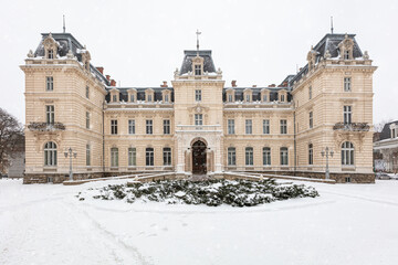 Fototapeta na wymiar Potocki palace in Lviv in winter