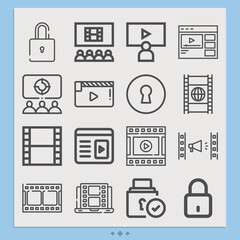 Simple set of moving picture related lineal icons.
