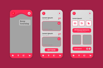 Online learning creative colorful design ui mobile app