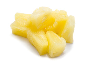 Pineapple pieces isolated on white background