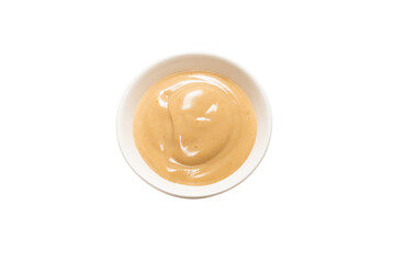 Mushroom sauce in a bowl isolated on white background.