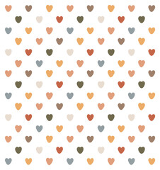 Beautiful pattern of colorful hearts, Valentine's day, love, art, creative modern hearts, boho style, nice decoration, vector illustration