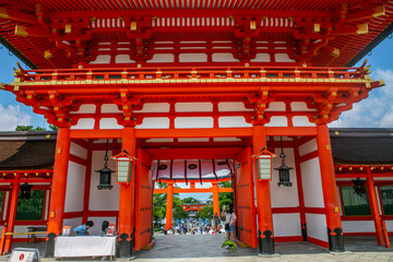 The main gate of a shinto temple in Kyoto, Japan.