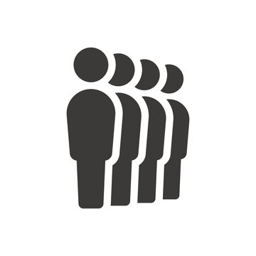 Stay In Line, Waiting In Line Vector Icon. People In Queue, In A Row Simple Black Symbol.