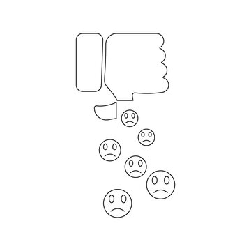 Sad Smiley Face Emoticon Line Art Vector Icon For Apps And Websites, Dislike Emoji