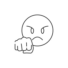 Swear angry and mad or sad emoji icon isolated on white background. Emoticon symbol modern, simple, vector, icon for website design, mobile app, ui. Vector Illustration, fist, punch