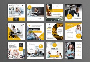 Business Social Media Layouts with Yellow Accents