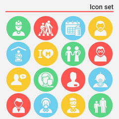 16 pack of maternal  filled web icons set