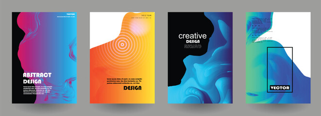Modern abstract covers set, Modern colorful wave liquid flow poster. Cool gradient shapes composition, vector covers design.