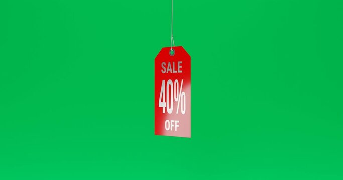 Red 40 percent sale tag on green screen