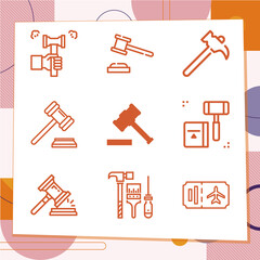 Simple set of 9 icons related to power tool