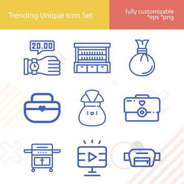 Simple Set Of Recent Related Lineal Icons.