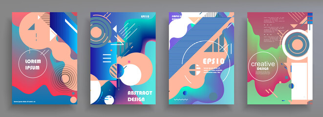 Obraz na płótnie Canvas Modern abstract covers set, Modern colorful wave liquid flow poster. Cool gradient shapes composition, vector covers design.